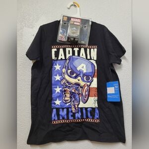 Funko Captain America Kids T-Shirt With Captain America Pocket Pop Small Nwt